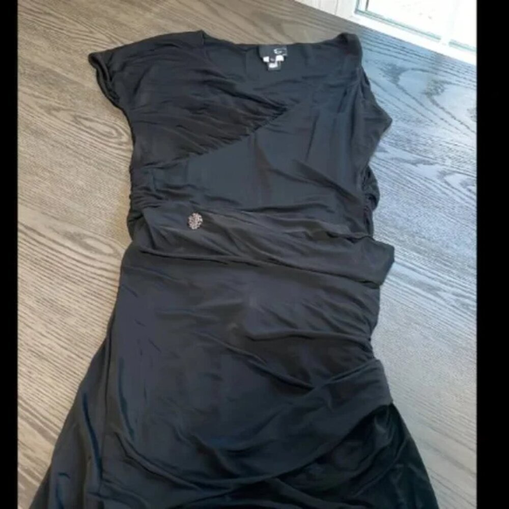 Just Cavalli Wrap Dress Solid Black  Cocktail Dress, IT Size 40